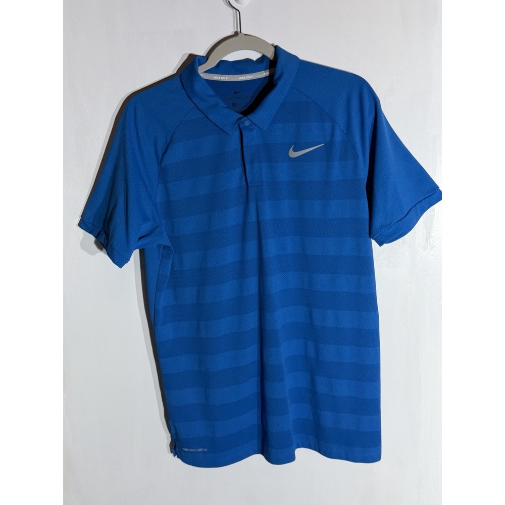 Nike Zonal Cooling Nike Golf Polo Mens Size Medium Blue - Picture 1 of 9